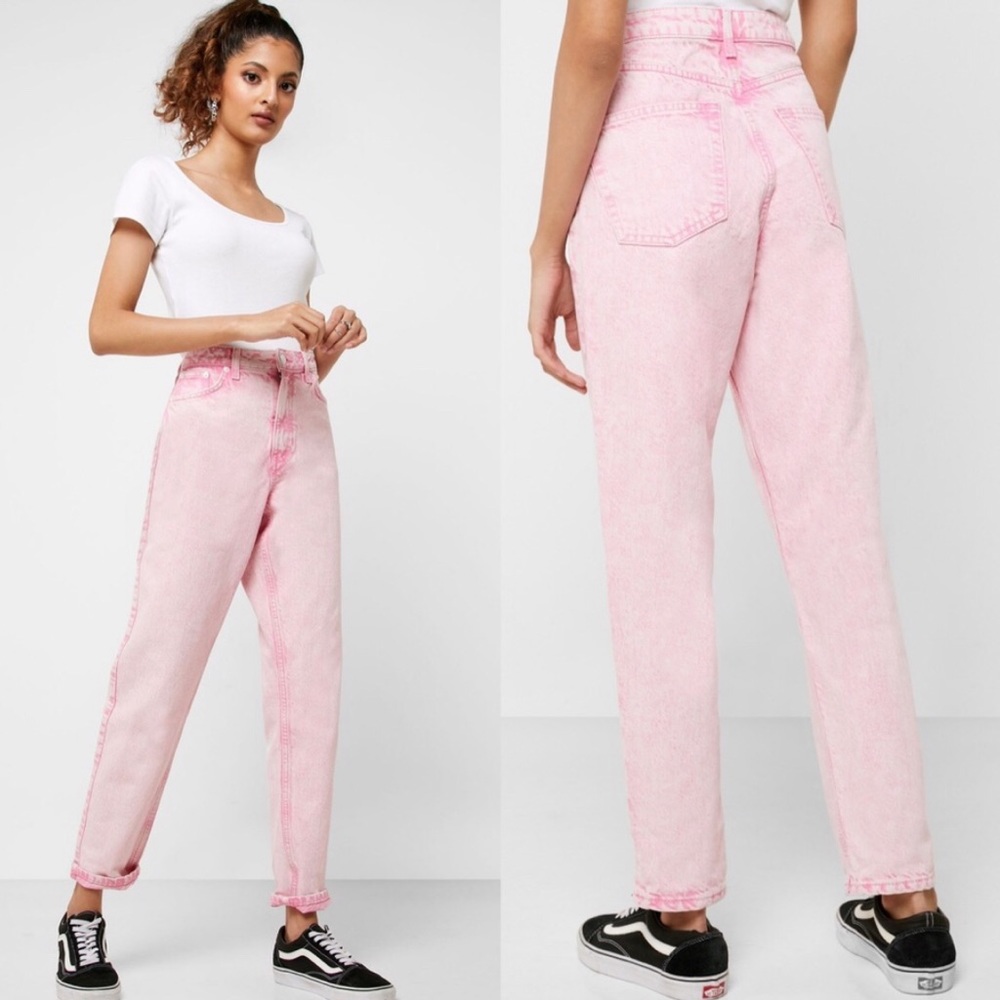 Top Shop High Rise Mom Jeans Pink Size 6 NWOT.